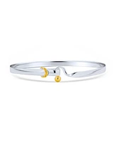 Bling Jewelry Two Tone Stacking Functional Hook And Eye Catch Bangle Bracelet Yellow Gold Platerd Sterling Silver Adjustable 7-8 Inch