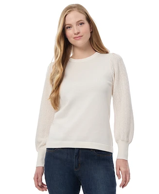 Jones New York Women's Solid-Color Mixed-Stitch Sweater