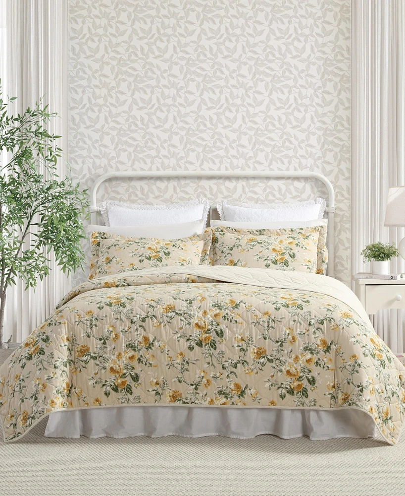 Laura Ashley Roses Reversible 2-Pc. Quilt Set, Twin