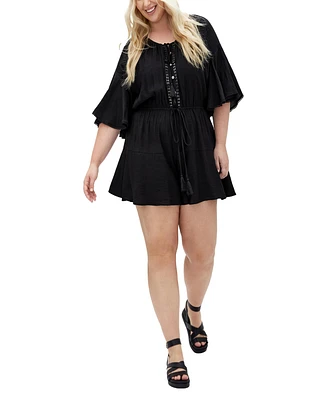 City Chic Plus Harlow Lace Playsuit