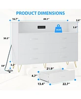 Pink Dresser with Led Light for Bedroom 6 Drawer
