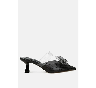 Freja Embellished Bow Kitten Heels