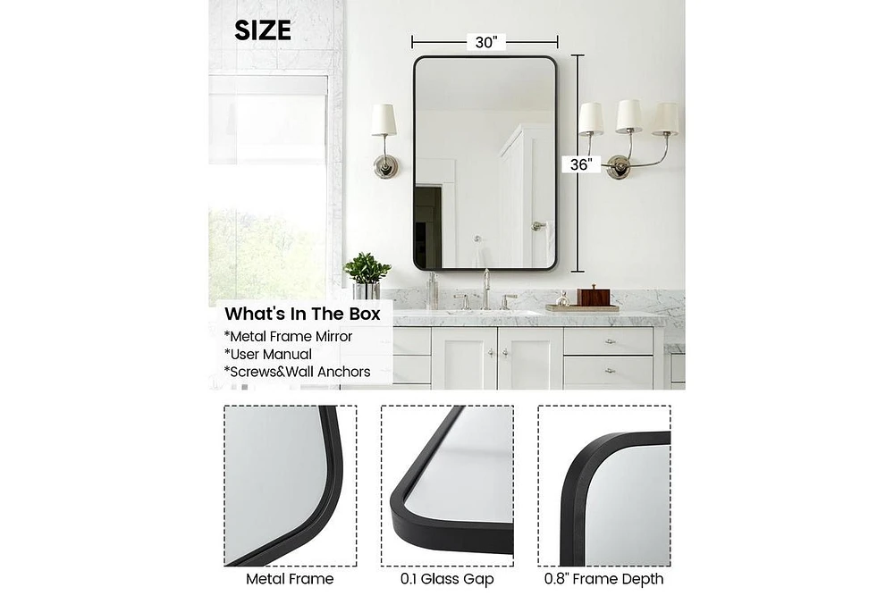 gaomon Bathroom Mirror, Aesthetically Pleasing and Versatile 48 x 30 Inch Vanity Mirror for Over Sink, Available in Varied Sizes, Hangs Horizontally o