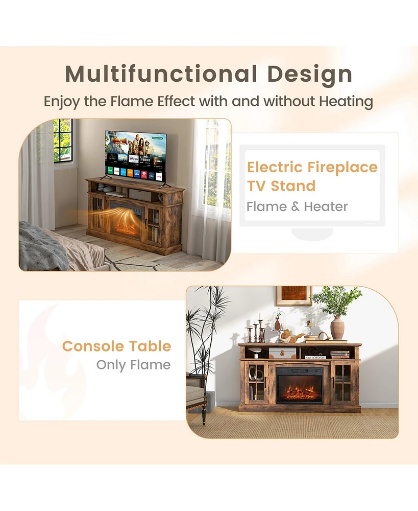 58" Fireplace Tv Stand with 1400W Electric for TVs up to 65 Inches