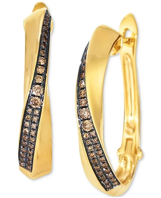 Le Vian Chocolatier Chocolate Diamond Hoop Earrings (1/4 ct. t.w.) in 14k Honey Gold