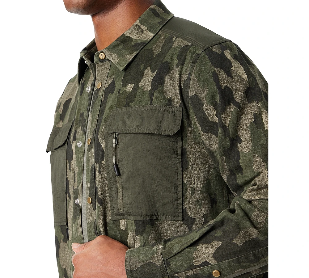Bass Outdoor Men's Relaxed Fit Camo Worker Shirt Jacket