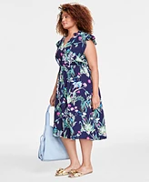 On 34th Trendy Plus Size Flutter-Sleeve Midi Dress, Exclusively at Macy's