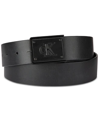 Calvin Klein Men's Ck Plate Plaque Belt