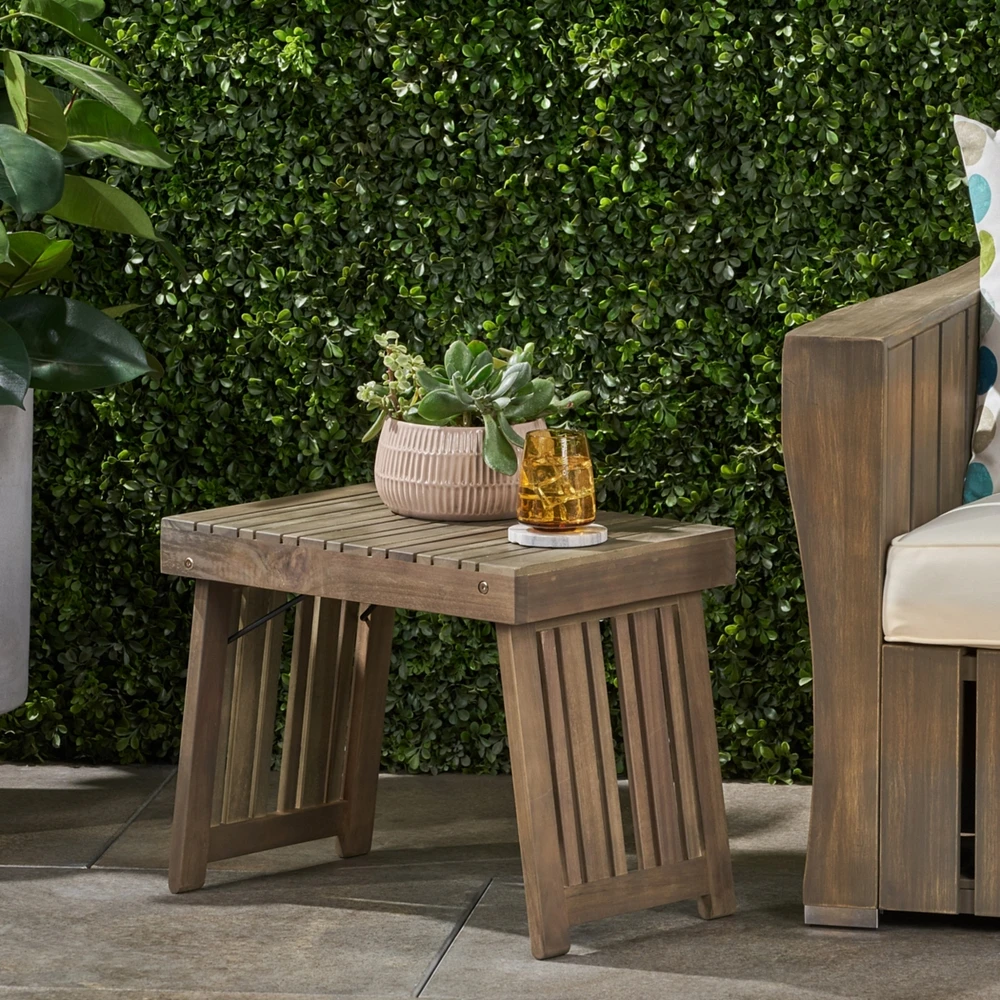 Foldable Acacia Wood Side Table: Durable, Stylish, Space-Saving