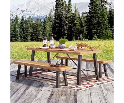 Catriona 3 Piece Wood Outdoor Dining Set