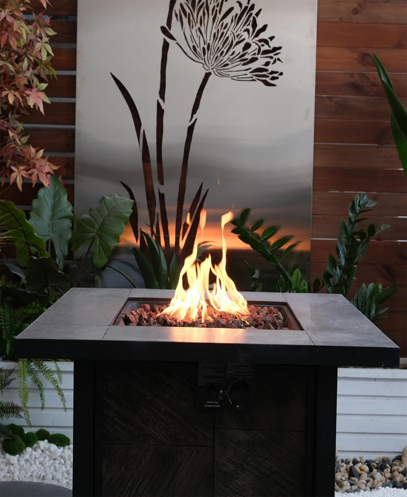 500000 Btu, Csa Certification Square Gas Fire Table, Contain 5 kg Lava Stone And Rainproof Cover, Magnesium Oxide Wood Grain Surface Finished,, More S