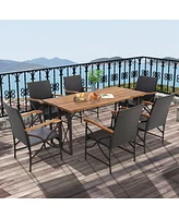 4PCS Patio Pe Wicker Dining Chairs with Soft Zippered Cushions Armchairs
