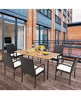 2PCS Patio Pe Wicker Dining Chairs with Soft Zippered Cushion Armchairs Backyard