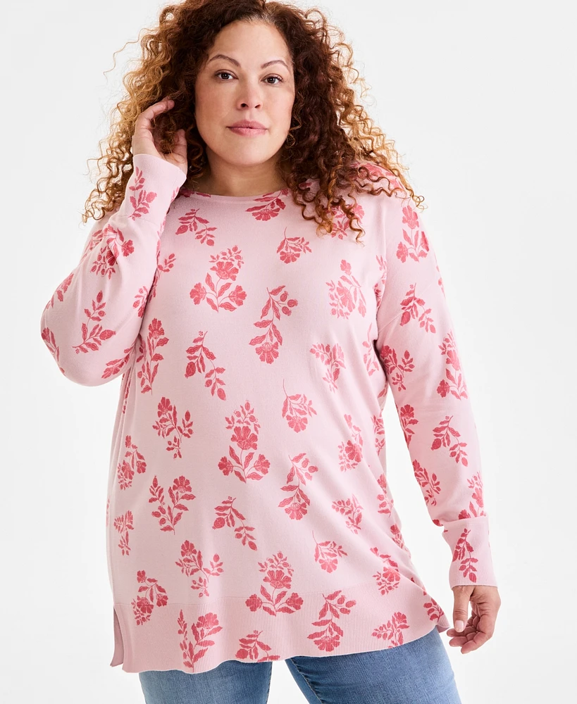 Style & Co Plus Printed Tunic Sweater Exclusively at Macy's