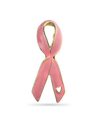 Bling Jewelry Prevention Pink Ribbon Breast Cancer Survivor Brooch Pin Gold Heart Accessory