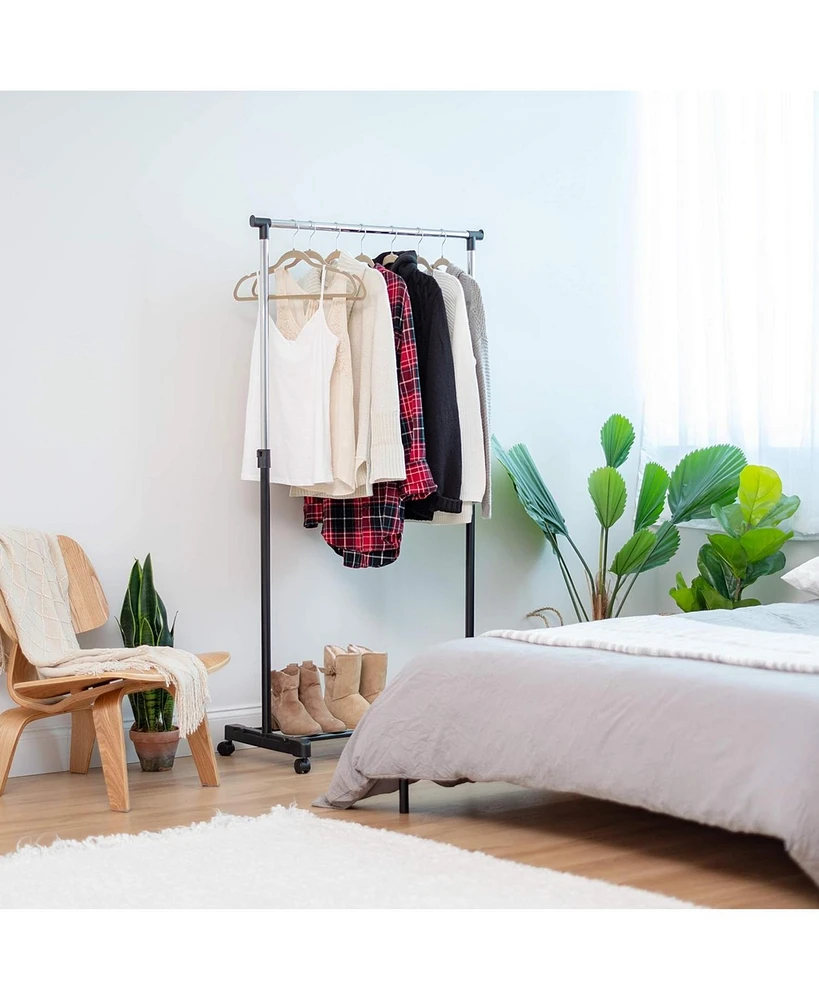 Iris Rolling Adjustable Single-Rod Clothes Garment Rack