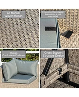 8-Piece Patio Furniture Set, All-Weather Boho Outdoor Conversation Set Sectional Sofa with Water Resistant Grey Thick Cushions