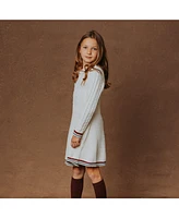 Hope & Henry Big Girls Long Sleeve Schoolgirl Cable Sweater Dress