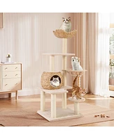 59" Cattail Cat Tower with Sisal Scratching Posts Perch Condo Soft Hammock Indoor