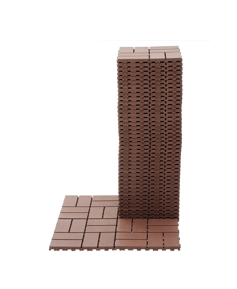 Plastic Interlocking Deck Tiles,44 Pack Patio Deck Tiles,12" x12" Square Waterproof Outdoor All Weather Use