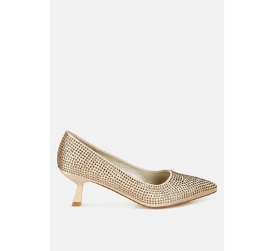 Dinah Rhinestones Embellished Kitten Heel Pumps