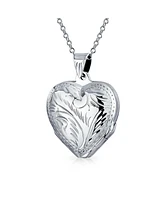 Bling Jewelry Four Way Multiple Photo Heart Lockets Hold Pictures Silver Locket Necklace 1.2 Inch