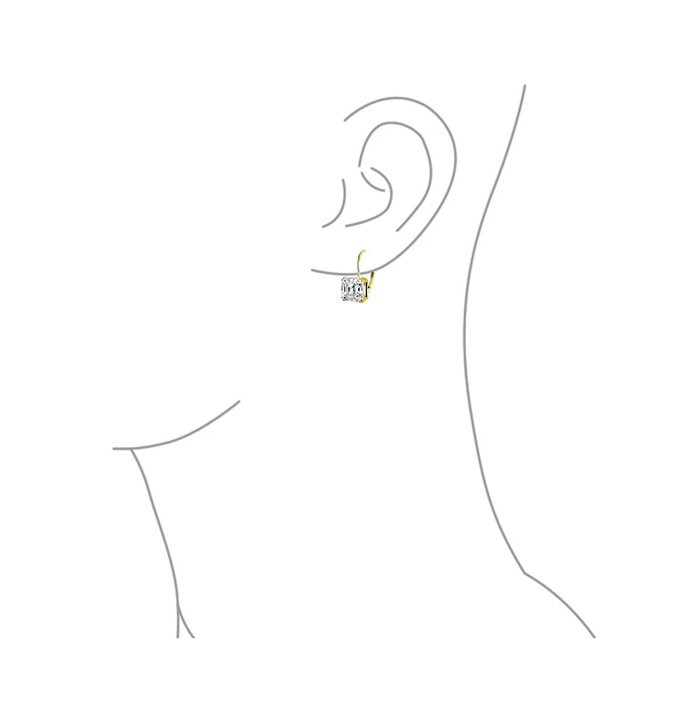 Bling Jewelry Classic Jewelry 4 Ctw Solitaire Square Cubic Zirconia Cz Royal Asscher Cut Drop Earrings Gold Plated Sterling Silver
