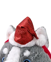 Geoffrey's Toy Box 10" Husky with Christmas Hat Plush Toy, Created for Macy's
