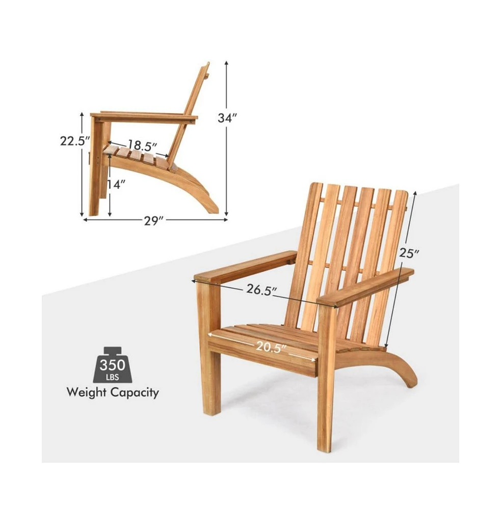 Outdoor Patio Acacia Wood Adirondack Lounge Armchair