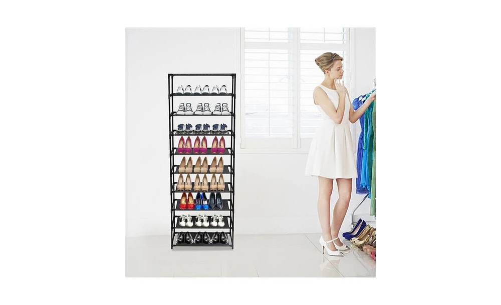 Stainless Steel 10-Tier Shoe Rack – Stackable Shoe Storage Shelf for Closets, Mudrooms, and Dorm Rooms