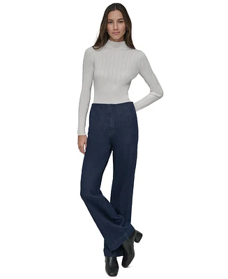 Dkny Jeans Petite High-Rise Wide-Leg Trouser