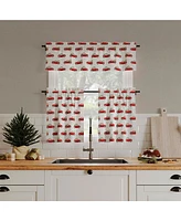 Christmas Pickup Truck Semi-Sheer Rod Pocket Kitchen Curtain Tier Pair