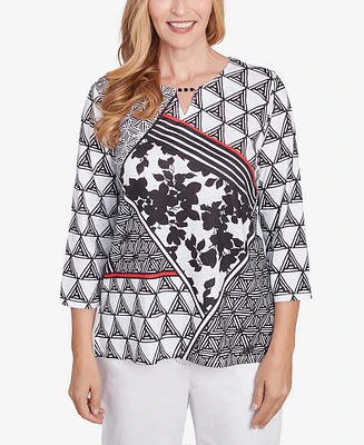 Alfred Dunner Petite Textured Patchwork Top