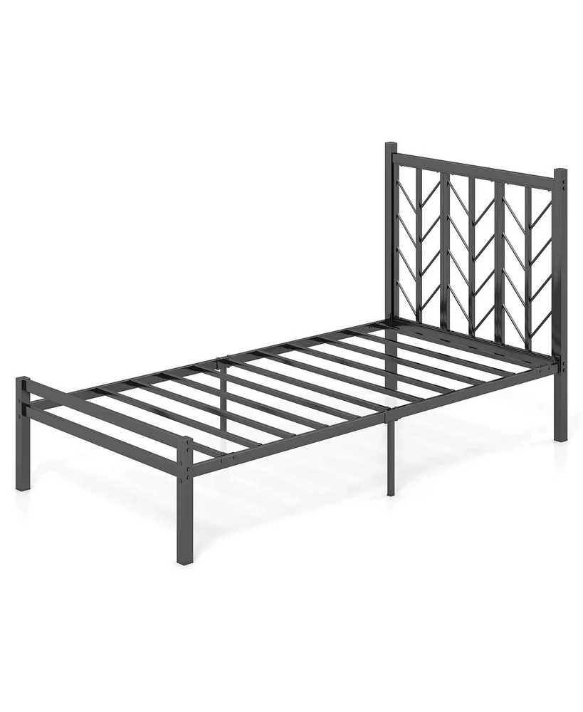 Twin Size Platform Bed with Headboard 11.5" Under Bed Storage Easy Assembly