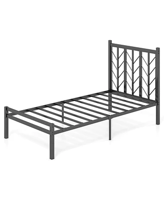 Twin Size Platform Bed with Headboard 11.5" Under Bed Storage Easy Assembly