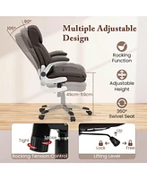 Ergonomic Office Chair Pu Leather Executive Swivel with Flip-up Armrests