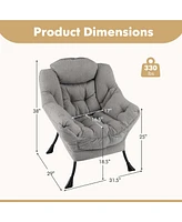 Large Lazy Chair with Cozy Head Pillow Stylish Tufted Back & Seat Armrests