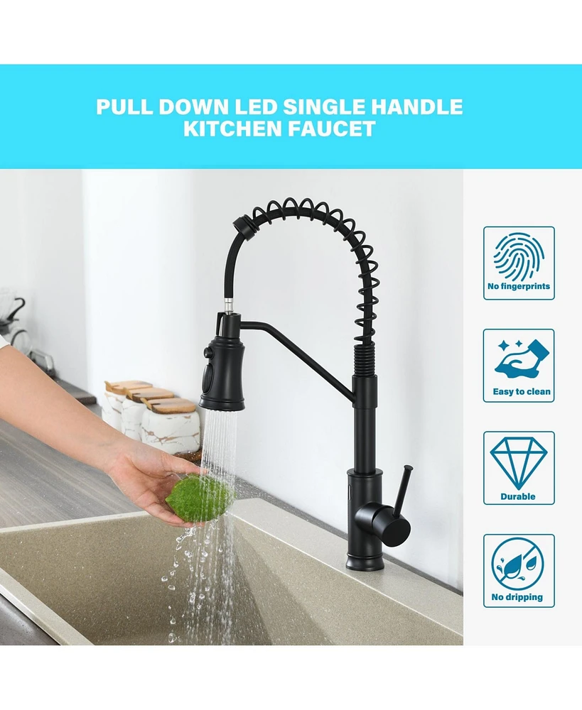 Flynama Pull out Touchless Single Handle Kitchen Faucet with MotionSense In Black