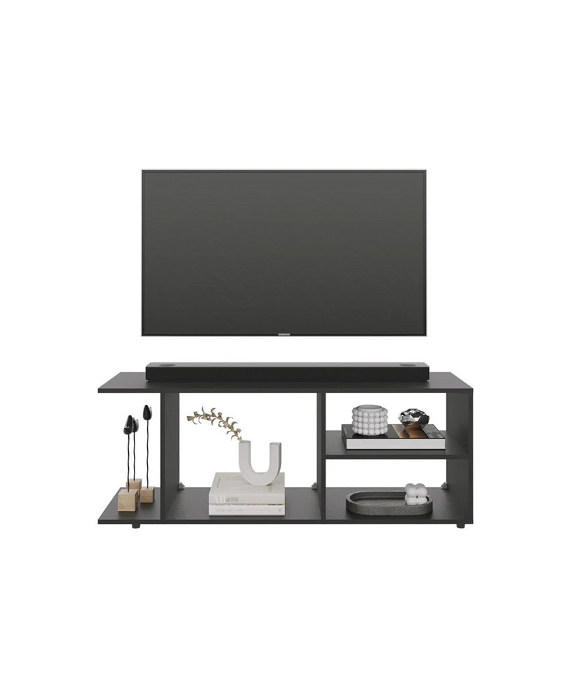 Sudley Entertainment Center with 4 Shelves and 4 Legs, Black