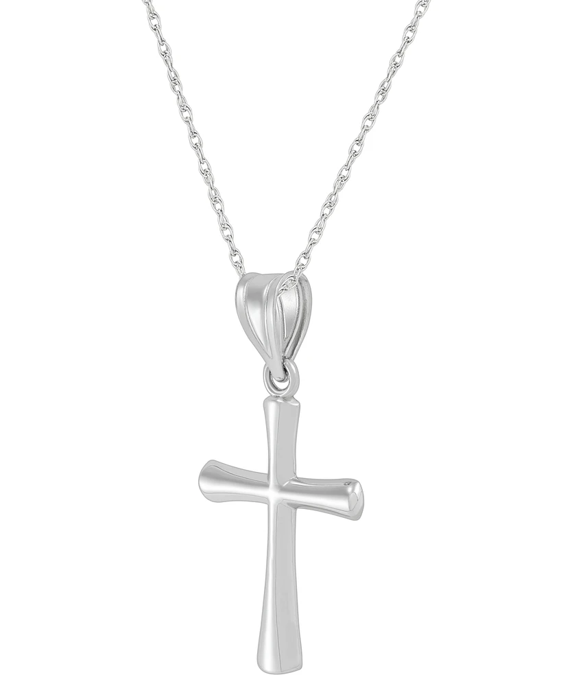 Macy's Polished Cross Pendant 18" Necklace in 14k White Gold