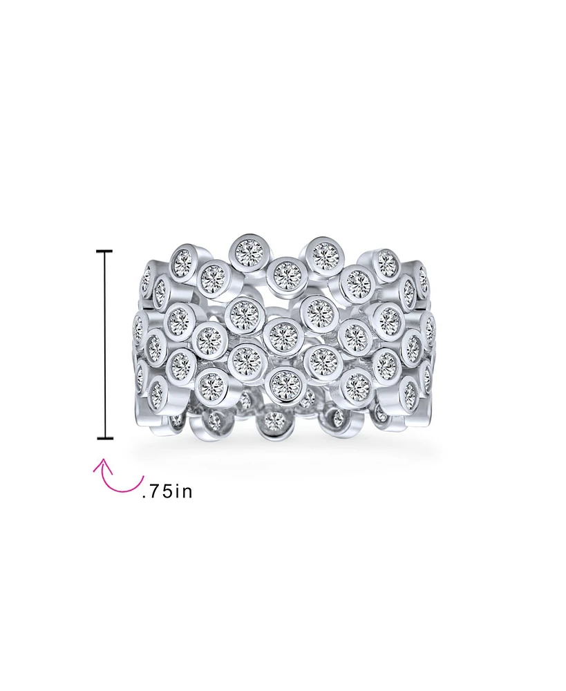 Bling Jewelry Stackable Circle Wide Bezel Bubble Band Ring Set .925 Sterling Silver