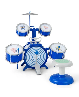 Hongge Kids Drum Set Educational Percussion Musical Instrument Toy with Bass Drum