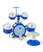 Hongge Kids Drum Set Educational Percussion Musical Instrument Toy with Bass Drum