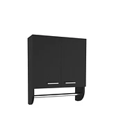 Huslia Medicine Cabinet with 2 Shelves and Doors, Black Wengue