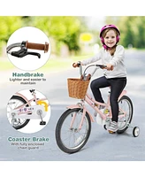 Hongge 16/18 Inch Kids Bike Retro Bicycle with Adjustable Height and Basket for Ages 4-8 Years Old