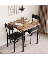 gaomon Dining Table Set, Kitchen Table and Chairs for 2, with 2 Upholstered Chairs, 3 Piece Dining Table Set,Brown