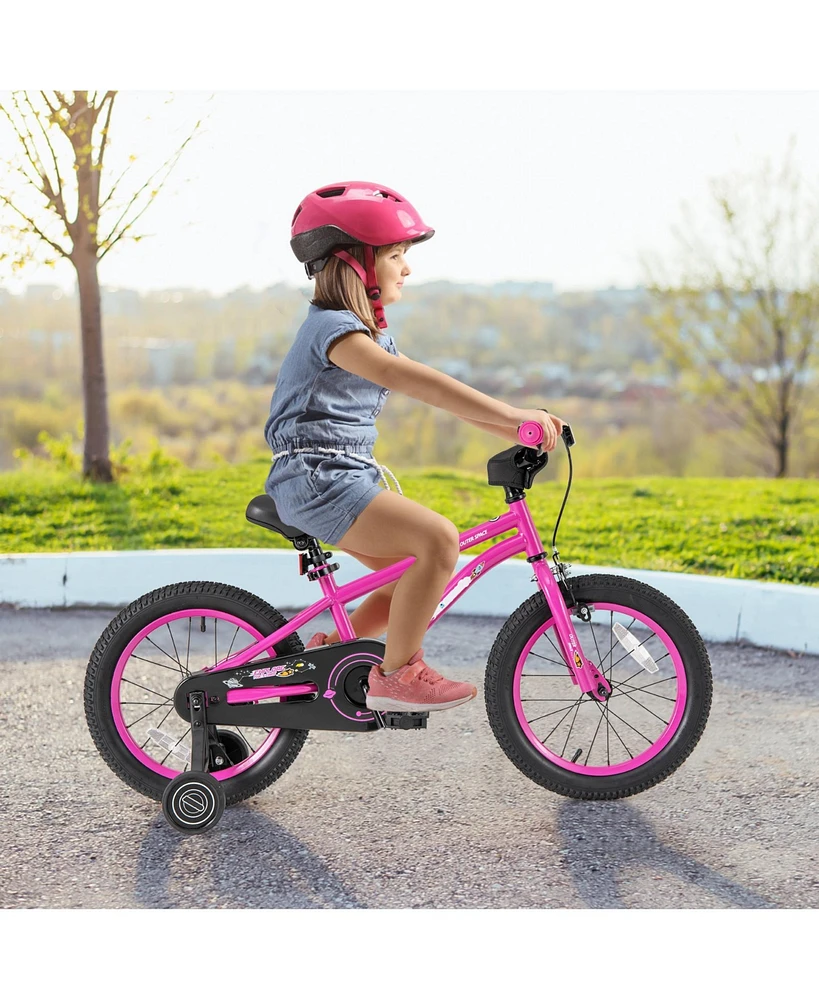 Hongge 16-Inch Kids Bike for 4-7 Years Old Adjustable with Removable Training Wheels