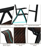 Vebreda Patio Rattan Folding Chair with Armrest