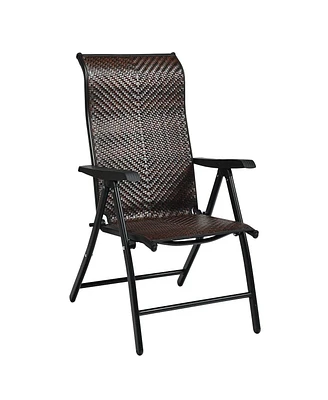 Vebreda Patio Rattan Folding Chair with Armrest
