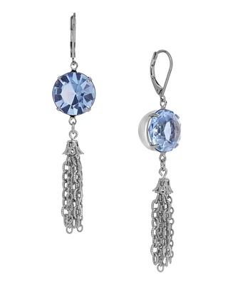 2028 Round Crystal Tassel Drop Earrings
